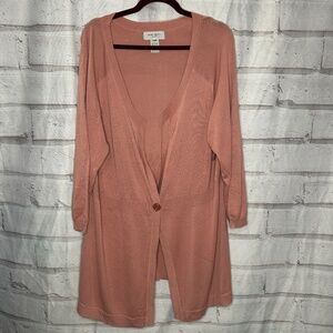 Nine West Dusty Rose Cardigan Sweater Long Single Button